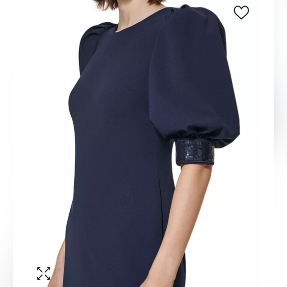 Calvin Klein Sequined-Sleeve V-Back Gown in Black Size 8 - Picture 3 of 12